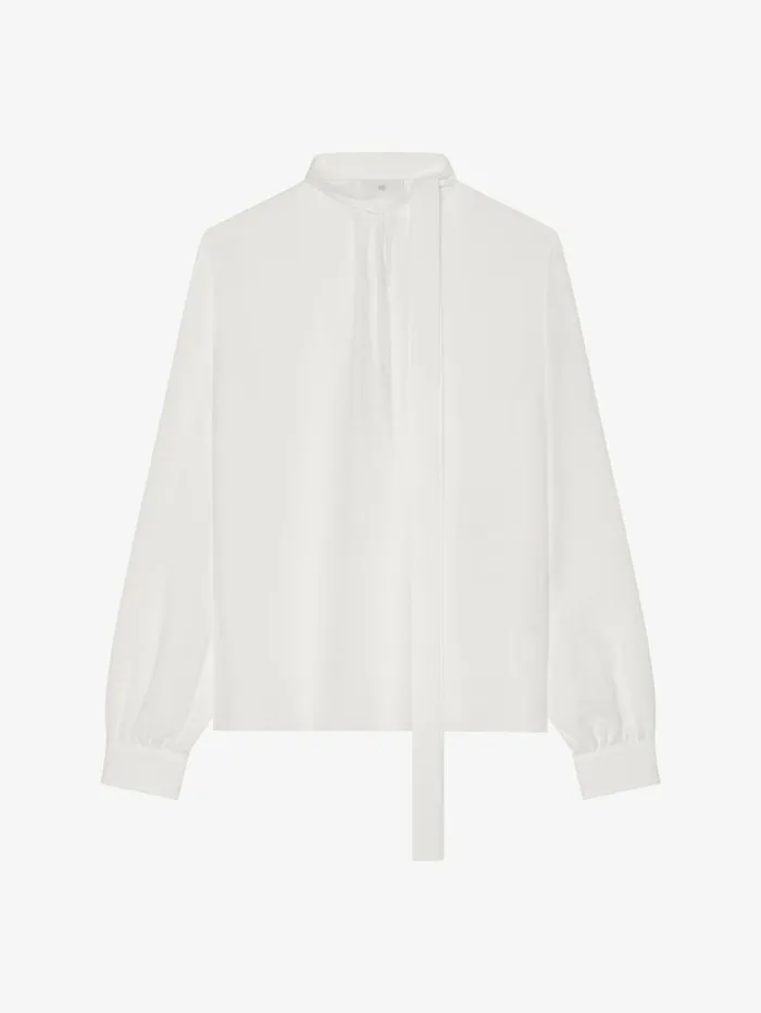 Givenchy Blouse In 4G Silk With Lavalliere White Women Tops and Shirts