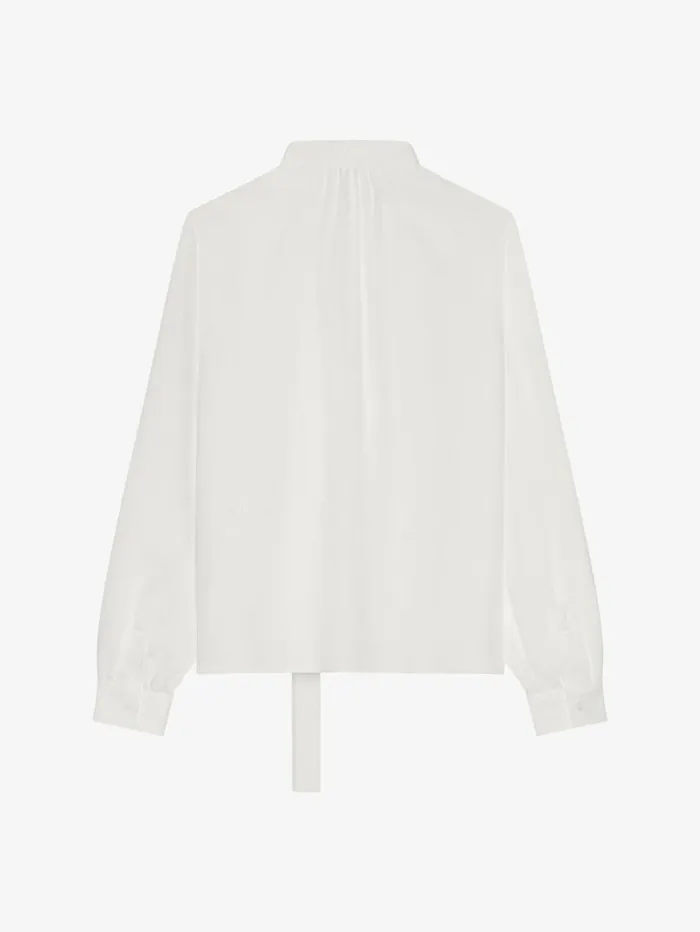 Givenchy Blouse In 4G Silk With Lavalliere White Women Tops and Shirts