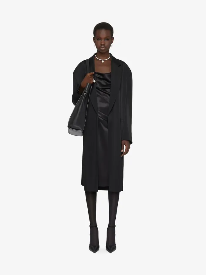 Givenchy Coat In Crepe And Satin Black Women Coats and Jackets