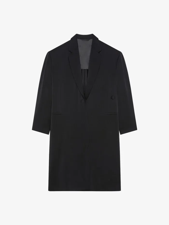 Givenchy Coat In Crepe And Satin Black Women Coats and Jackets