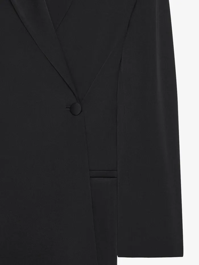 Givenchy Coat In Crepe And Satin Black Women Coats and Jackets