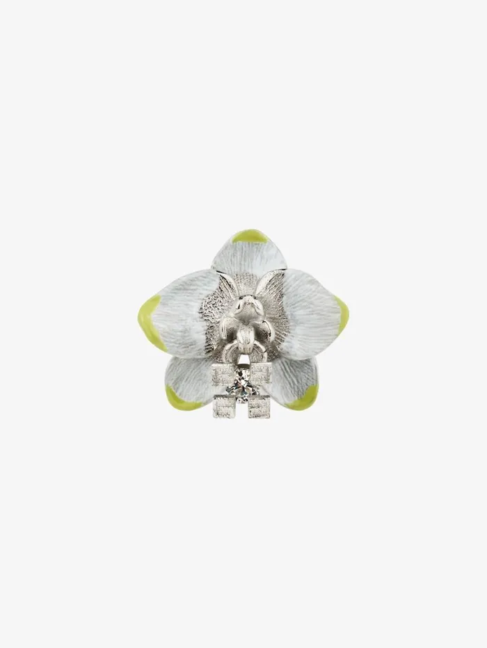 Givenchy Flower Ear Cuff In Metal Enamel And Crystal Whiteyellow Men Jewelry