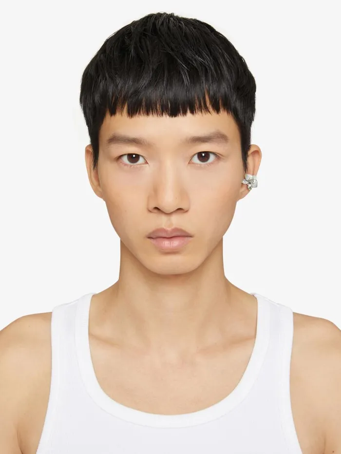 Givenchy Flower Ear Cuff In Metal Enamel And Crystal Whiteyellow Men Jewelry