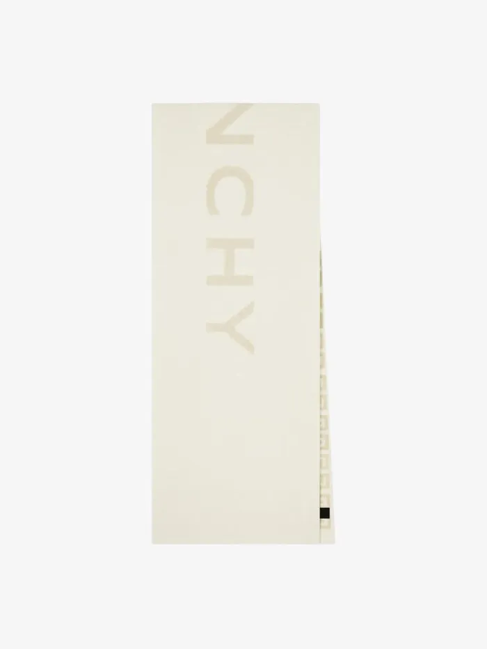 Givenchy GIVENCHY 4G Double Sided Scarf In Wool And Cashmere Whiteecru Women Scarves Givenchy GIVENCHY 4G Double Sided Scarf In Wool And Cashmere Whiteecru Women Scarves