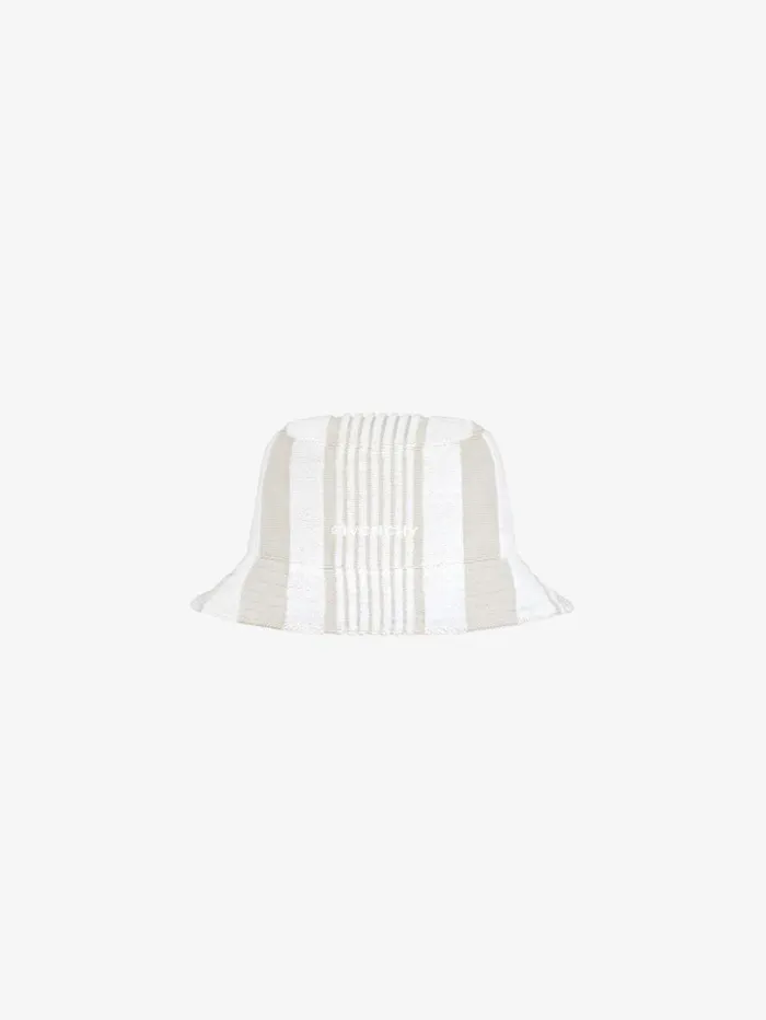 Givenchy GIVENCHY Bucket Hat In Cotton Towelling With Stripes Ivory Men Beanies and Caps Givenchy GIVENCHY Bucket Hat In Cotton Towelling With Stripes Ivory Men Beanies and Caps