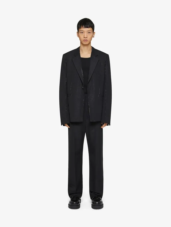 Givenchy Jacket In Wool With Lurex Seams And Strass Black Men Coats and Jackets Givenchy Jacket In Wool With Lurex Seams And Strass Black Men Coats and Jackets