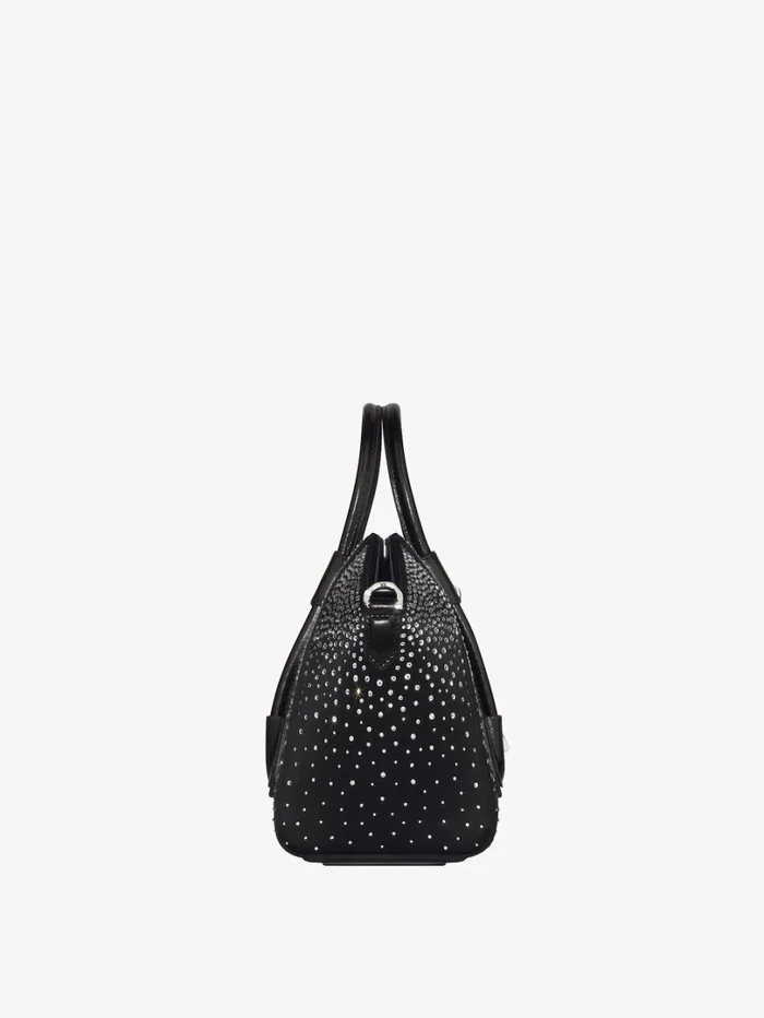 Givenchy Mini Antigona Lock Bag In Satin With Strass Black Women Crossbody Bags Givenchy Mini Antigona Lock Bag In Satin With Strass Black Women Crossbody Bags
