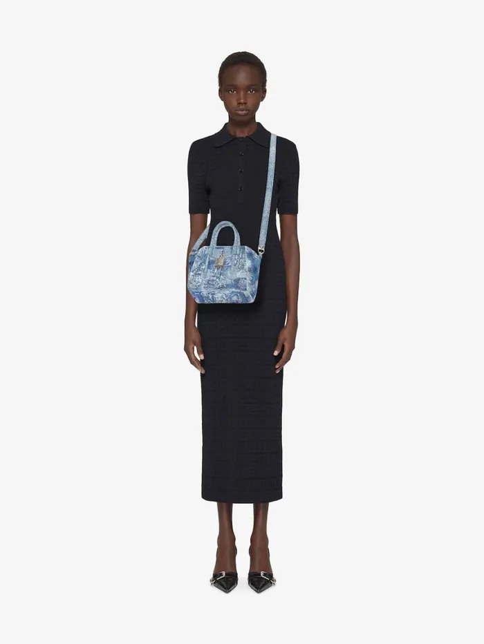 Givenchy Mini Antigona Lock Bag In Washed Embroidered Denim Medium Blue Women Crossbody Bags Givenchy Mini Antigona Lock Bag In Washed Embroidered Denim Medium Blue Women Crossbody Bags