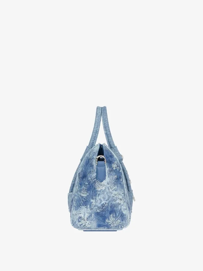 Givenchy Mini Antigona Lock Bag In Washed Embroidered Denim Medium Blue Women Crossbody Bags Givenchy Mini Antigona Lock Bag In Washed Embroidered Denim Medium Blue Women Crossbody Bags