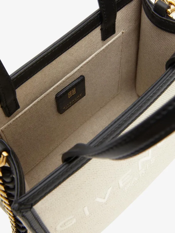 Givenchy Mini GTote Shopping Bag In Canvas And Leather Natural Beige Women Crossbody Bags Givenchy Mini GTote Shopping Bag In Canvas And Leather Natural Beige Women Crossbody Bags