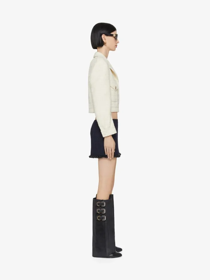 Givenchy Mini Skirt In Tweed With Pearls Dark Navy Women Skirts
