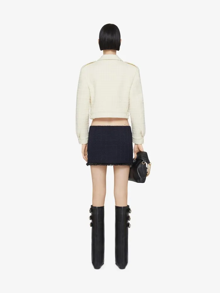 Givenchy Mini Skirt In Tweed With Pearls Dark Navy Women Skirts