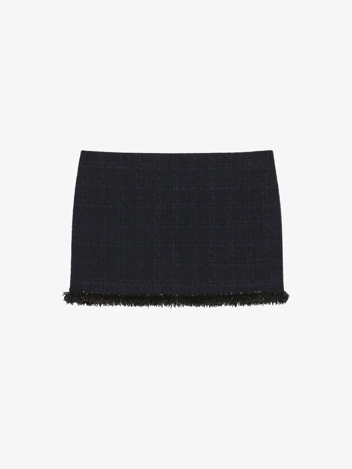 Givenchy Mini Skirt In Tweed With Pearls Dark Navy Women Skirts