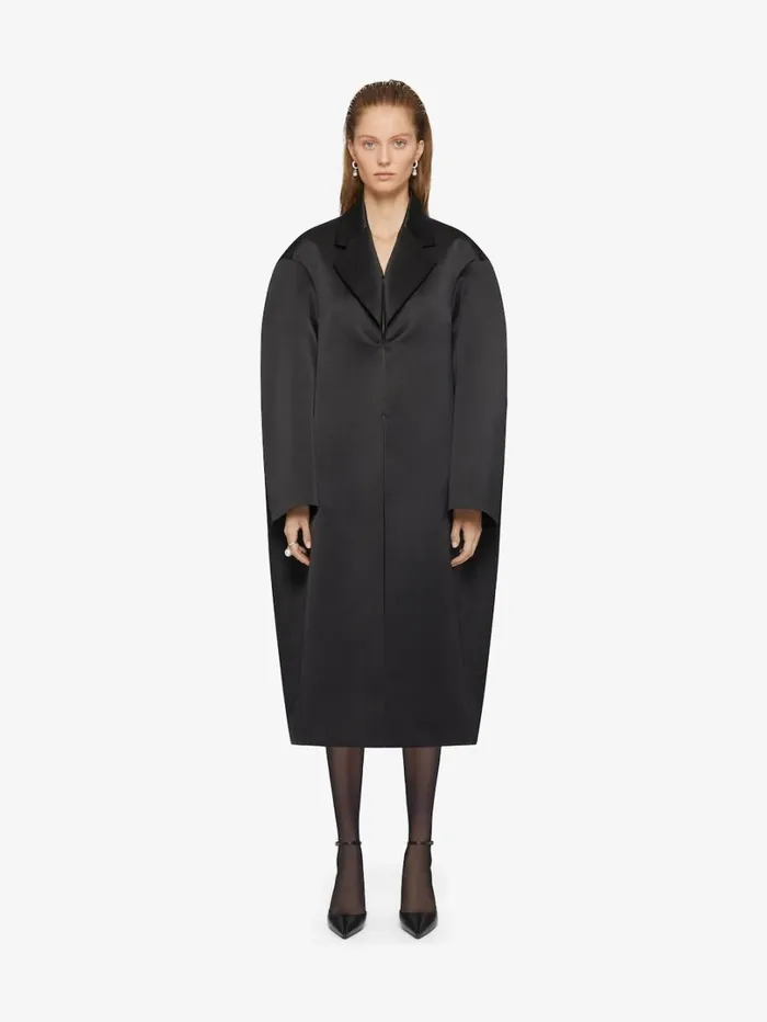 Givenchy Oversized Coat In Silk Satin Duchesse Black Women Coats and Jackets