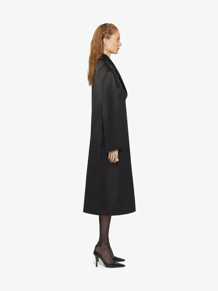 Givenchy Oversized Coat In Silk Satin Duchesse Black Women Coats and Jackets