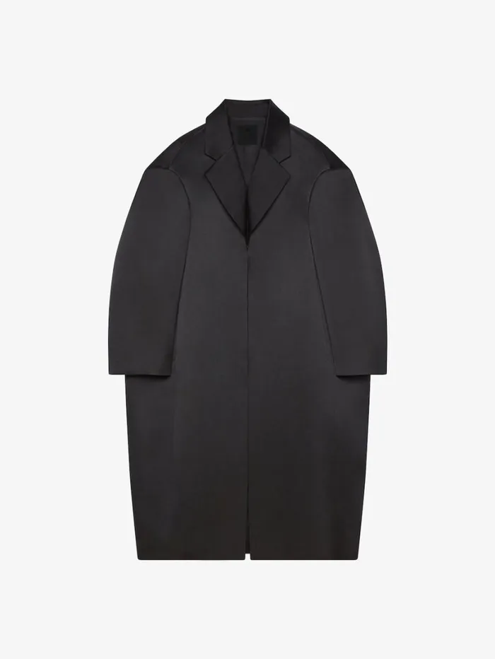 Givenchy Oversized Coat In Silk Satin Duchesse Black Women Coats and Jackets