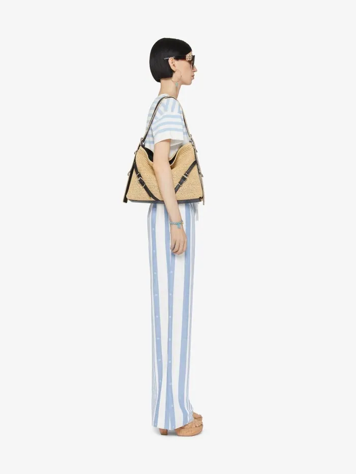 Givenchy Pants In Cotton And Linen With 4G Stripes Blueoff White Women Pants and Shorts