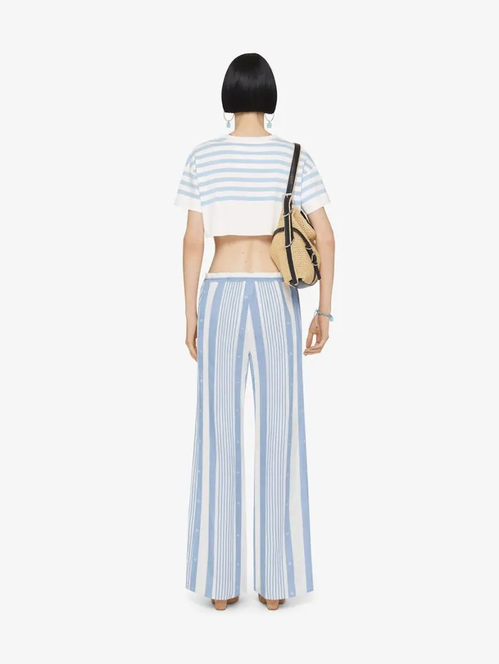 Givenchy Pants In Cotton And Linen With 4G Stripes Blueoff White Women Pants and Shorts