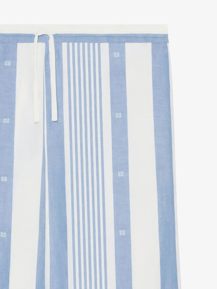 Givenchy Pants In Cotton And Linen With 4G Stripes Blueoff White Women Pants and Shorts