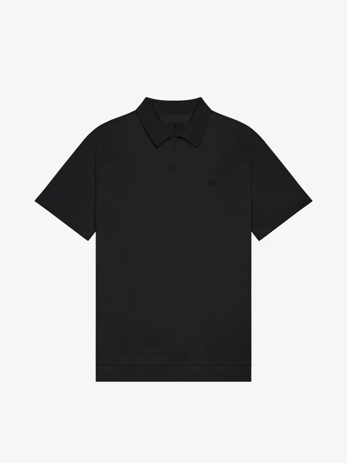 Givenchy Polo In Cotton With 4G Detail Black Men TShirts
