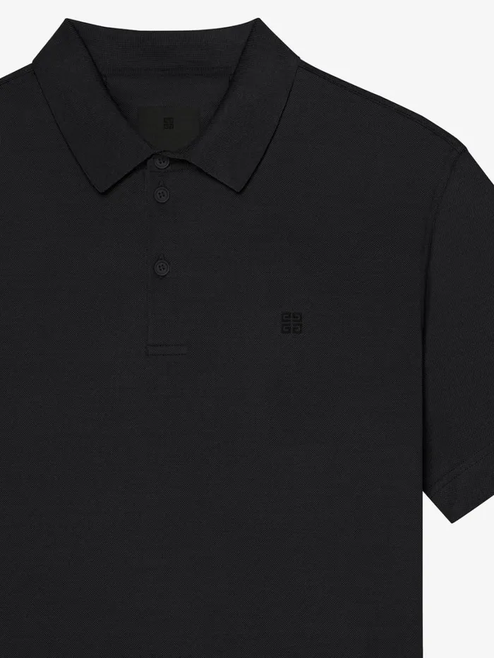 Givenchy Polo In Cotton With 4G Detail Black Men TShirts