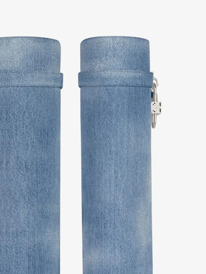 Givenchy Shark Lock Boots In Washed Denim Medium Blue Women Shark Lock Givenchy Shark Lock Boots In Washed Denim Medium Blue Women Shark Lock
