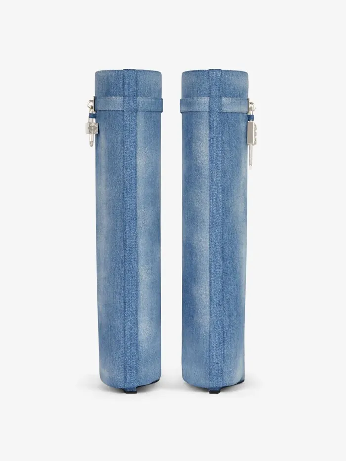 Givenchy Shark Lock Boots In Washed Denim Medium Blue Women Shark Lock Givenchy Shark Lock Boots In Washed Denim Medium Blue Women Shark Lock