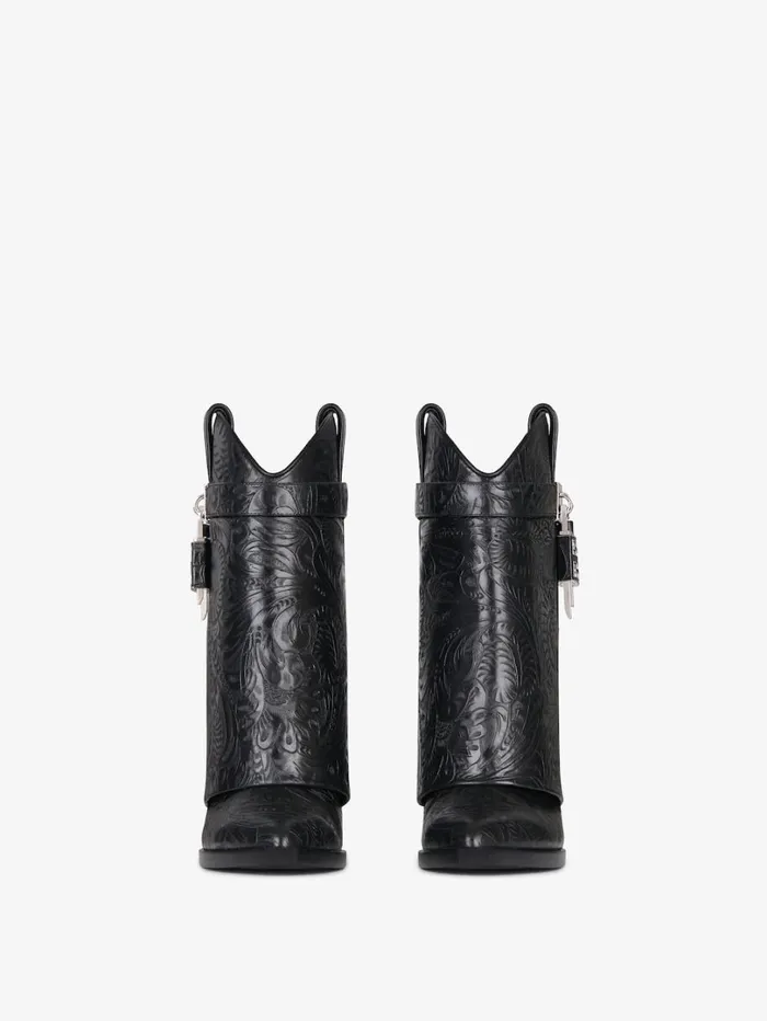 Givenchy Shark Lock Cowboy Ankle Boots In Western Leather Black Women Shark Lock Givenchy Shark Lock Cowboy Ankle Boots In Western Leather Black Women Shark Lock