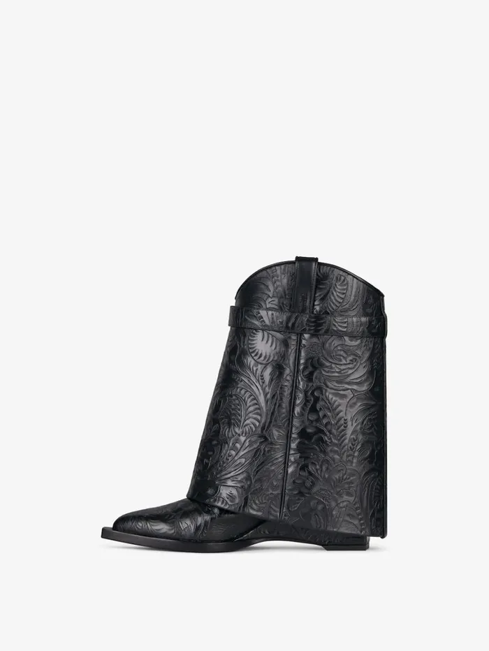 Givenchy Shark Lock Cowboy Ankle Boots In Western Leather Black Women Shark Lock Givenchy Shark Lock Cowboy Ankle Boots In Western Leather Black Women Shark Lock