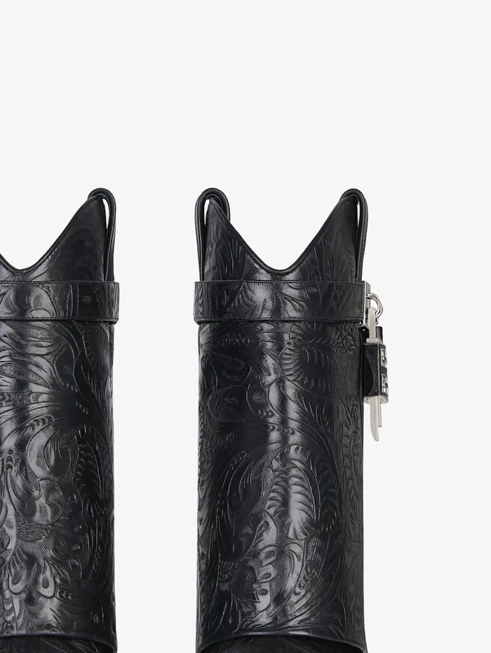 Givenchy Shark Lock Cowboy Ankle Boots In Western Leather Black Women Shark Lock Givenchy Shark Lock Cowboy Ankle Boots In Western Leather Black Women Shark Lock