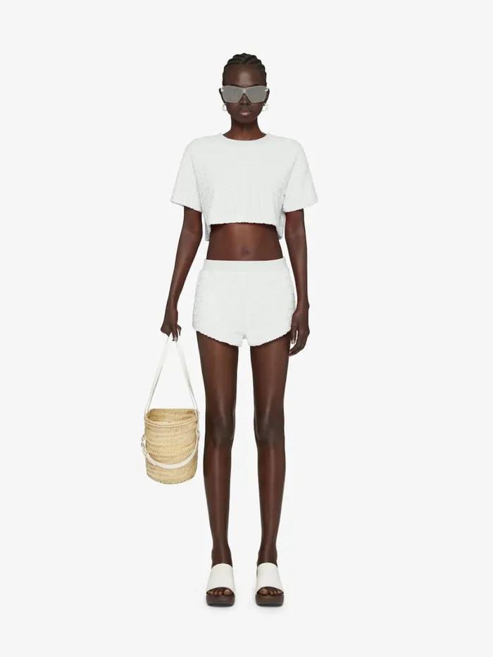 Givenchy Shorts In 4G Cotton Towelling White Women Pants and Shorts