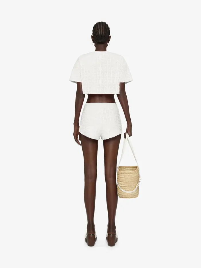 Givenchy Shorts In 4G Cotton Towelling White Women Pants and Shorts