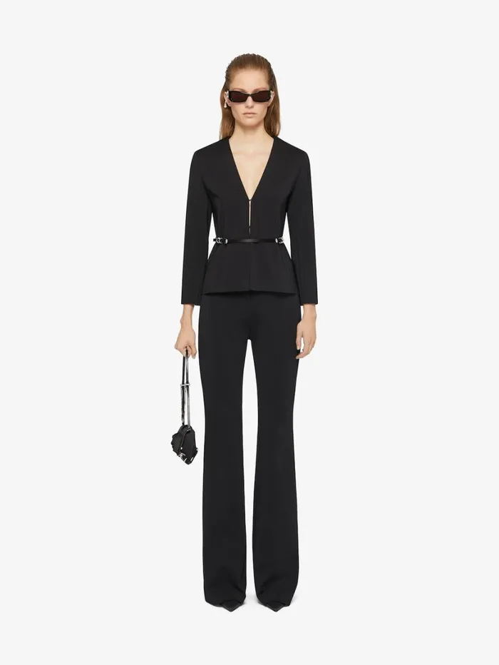 Givenchy Slim Fit Voyou Jacket In Punto Milano Black Women Coats and Jackets
