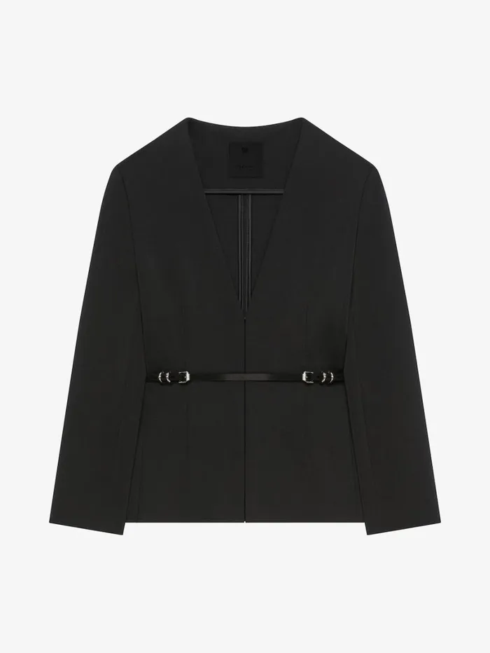 Givenchy Slim Fit Voyou Jacket In Punto Milano Black Women Coats and Jackets