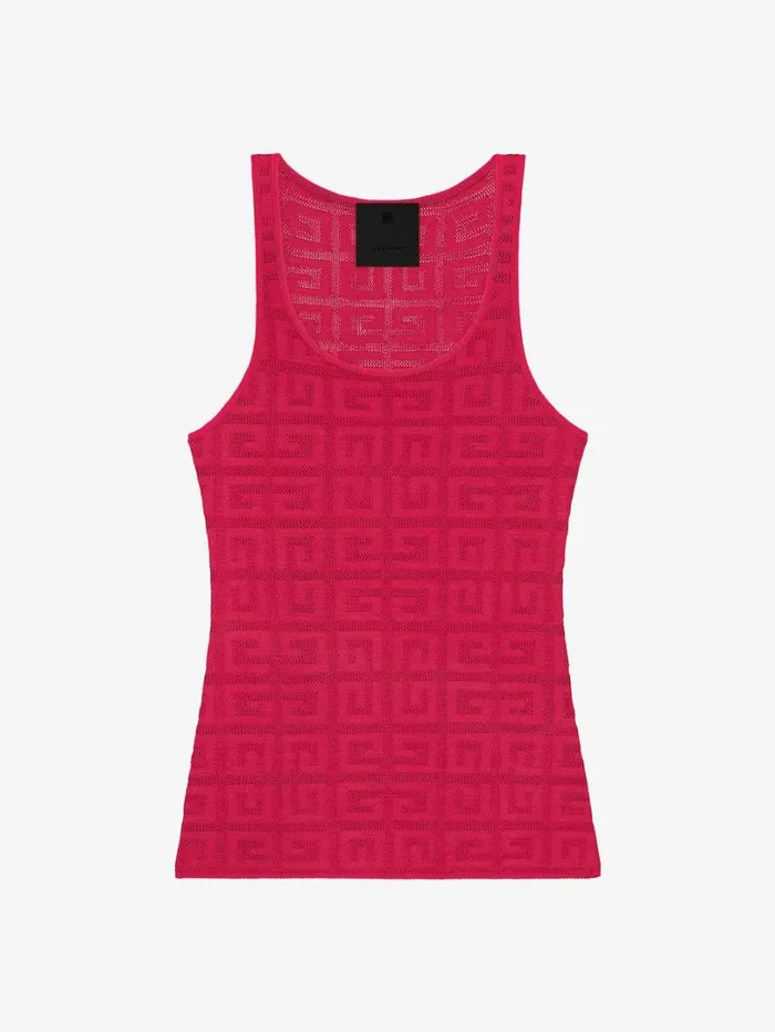 Givenchy Slim Tank Top In 4G Jacquard Raspberry Women TShirts