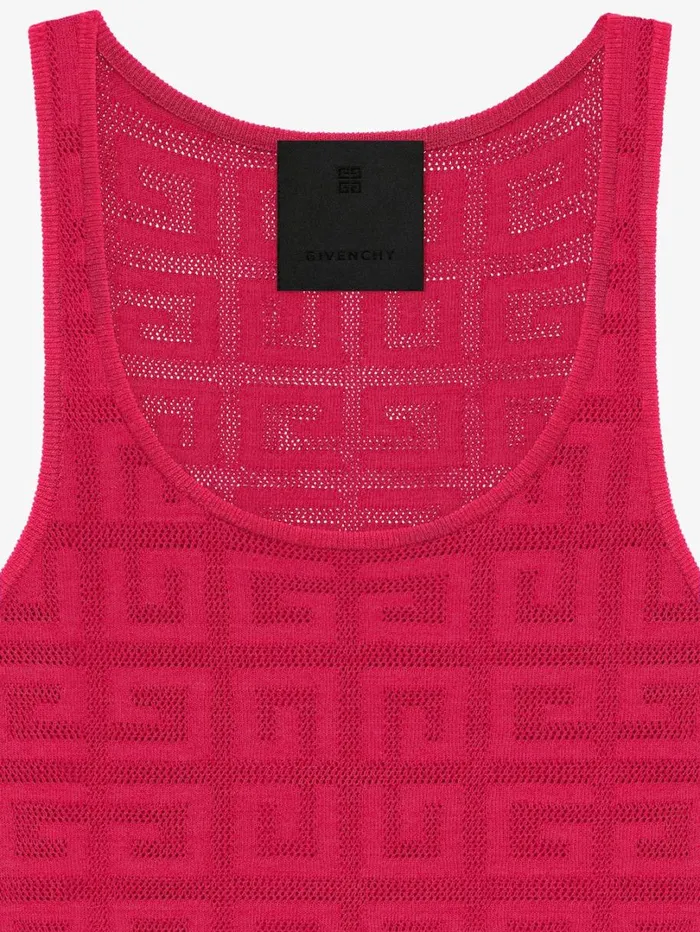 Givenchy Slim Tank Top In 4G Jacquard Raspberry Women TShirts