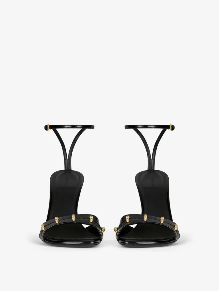 Givenchy Stitch Sandals In Leather With Crystals Details Black Women Heels Givenchy Stitch Sandals In Leather With Crystals Details Black Women Heels