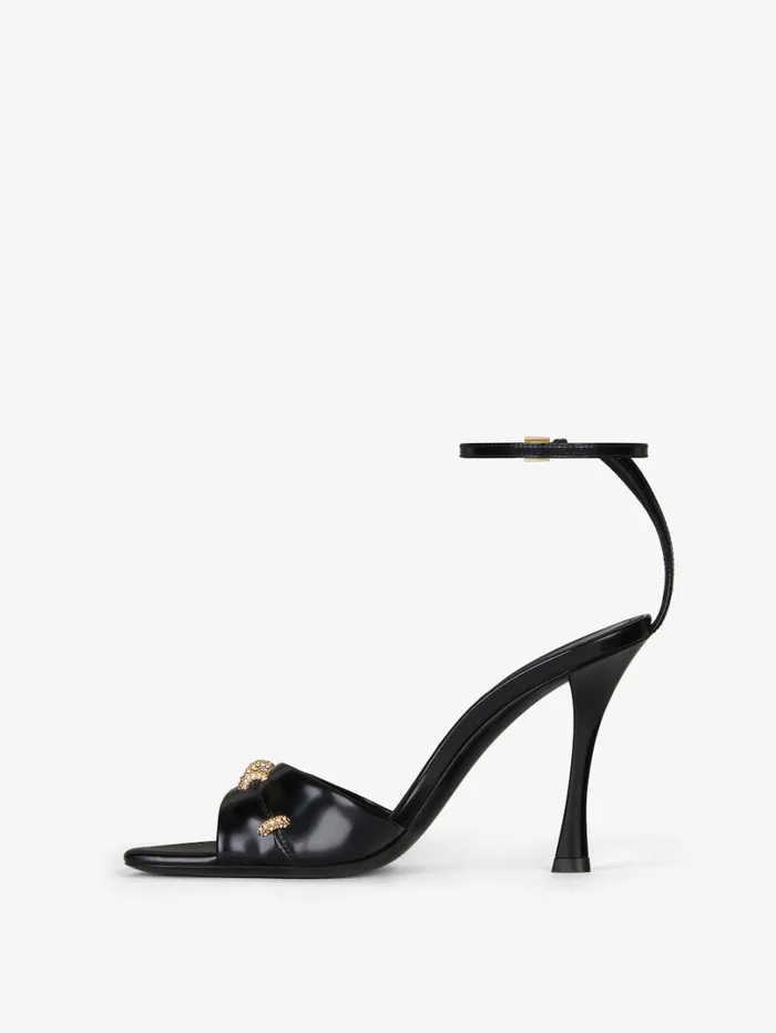 Givenchy Stitch Sandals In Leather With Crystals Details Black Women Heels Givenchy Stitch Sandals In Leather With Crystals Details Black Women Heels