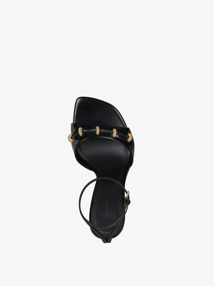 Givenchy Stitch Sandals In Leather With Crystals Details Black Women Heels Givenchy Stitch Sandals In Leather With Crystals Details Black Women Heels