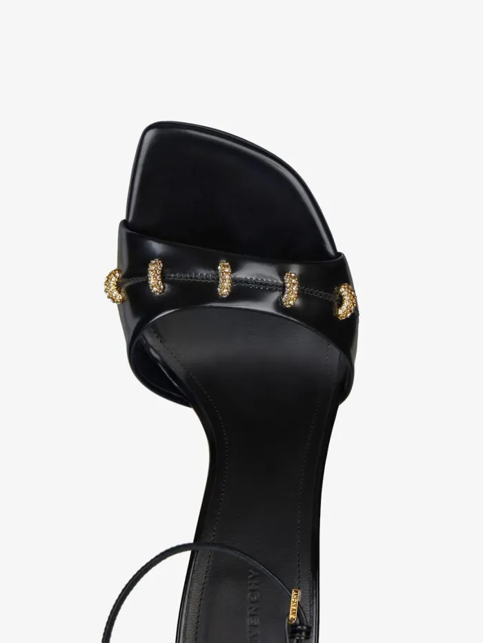 Givenchy Stitch Sandals In Leather With Crystals Details Black Women Heels Givenchy Stitch Sandals In Leather With Crystals Details Black Women Heels