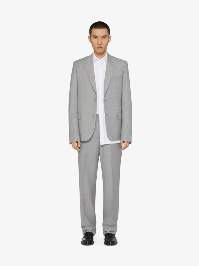 Givenchy Tailored Pants In Wool Greywhite Men Pants and Shorts
