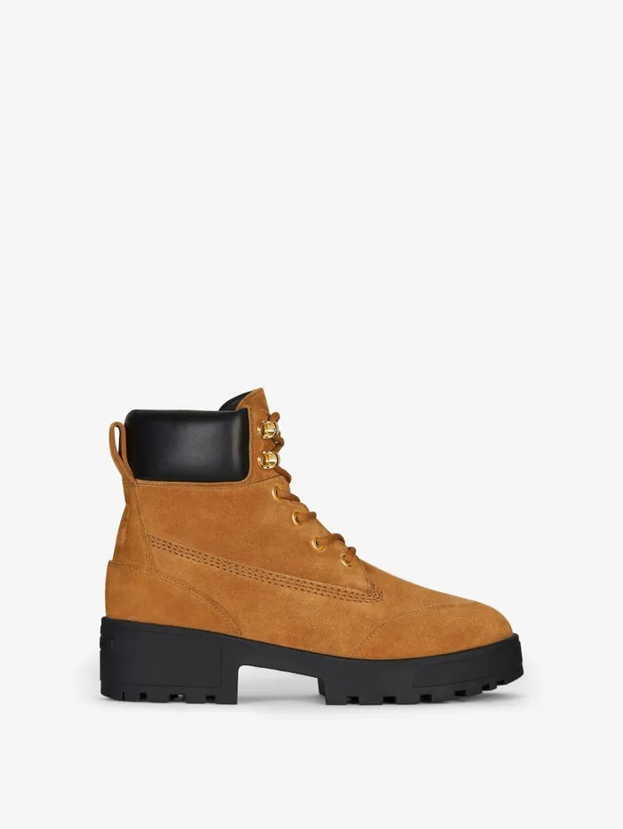 Givenchy Trekker Ankle Workboots In Suede Beigeblack Women Boots and Booties