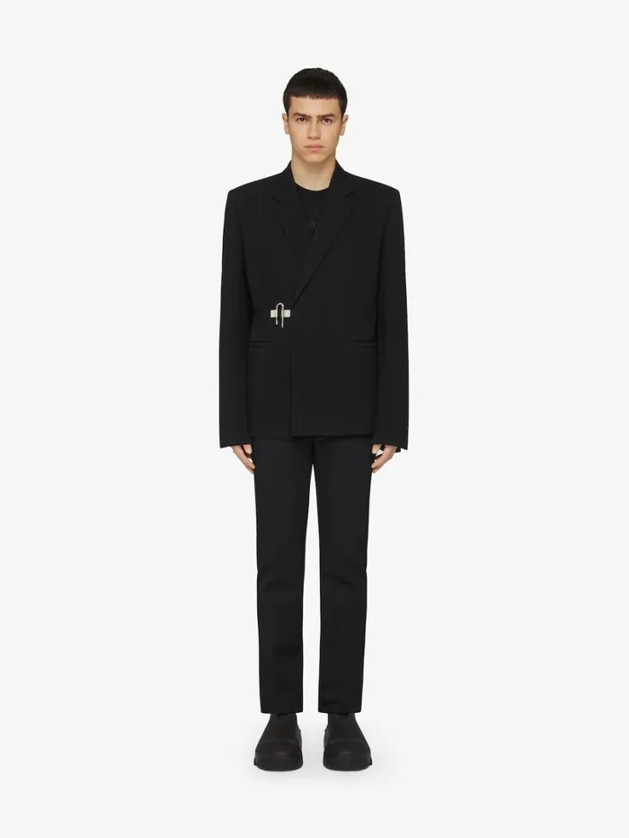 Givenchy ULock Jacket In Knit Wool Blacksilvery Men Coats and Jackets