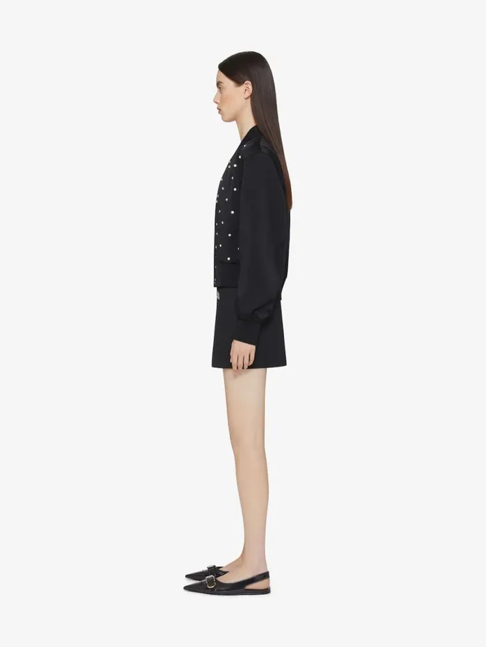 Givenchy Varsity Jacket In Crepe And Satin With Crystals Silvery Women Outerwear and Blousons
