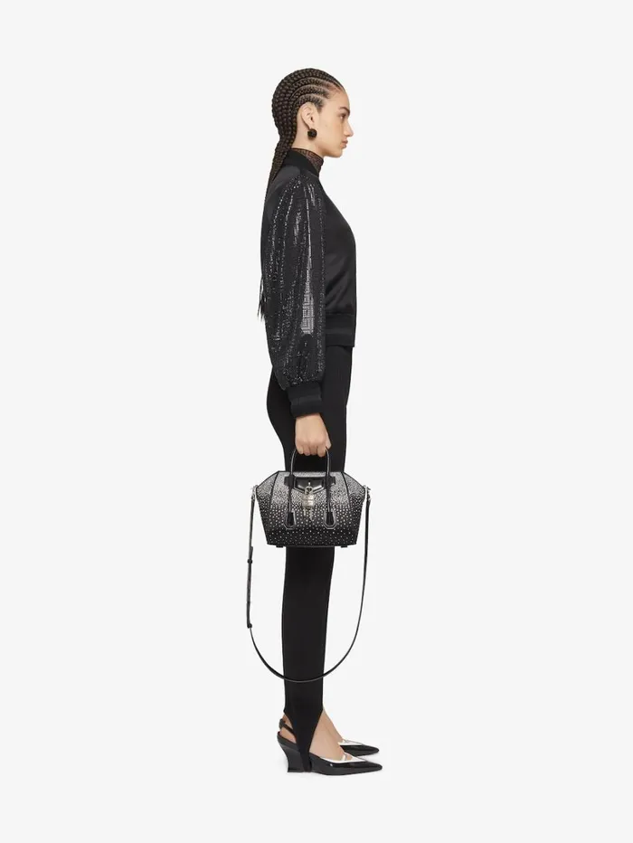 Givenchy Varsity Jacket In Silk And 4G Rhinestones Black Women Outerwear and Blousons