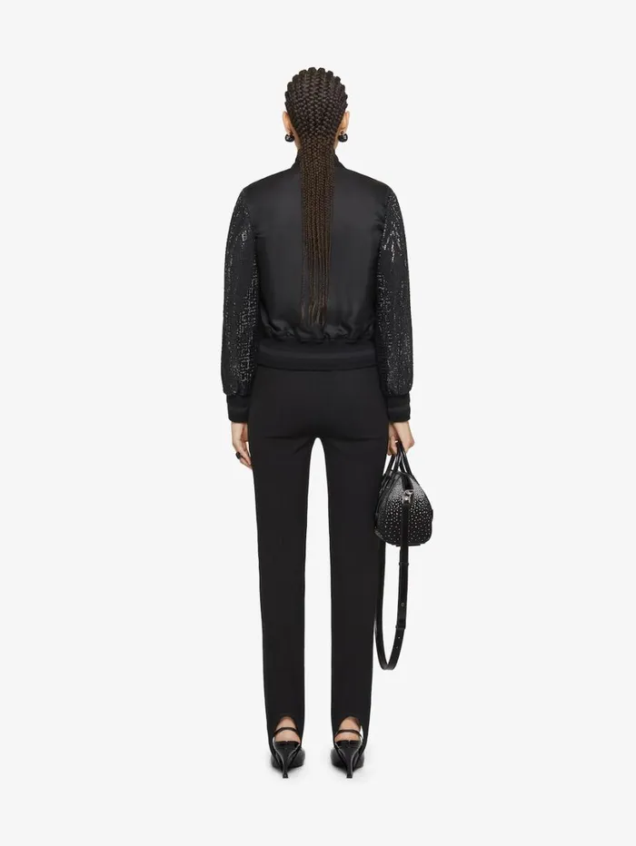 Givenchy Varsity Jacket In Silk And 4G Rhinestones Black Women Outerwear and Blousons