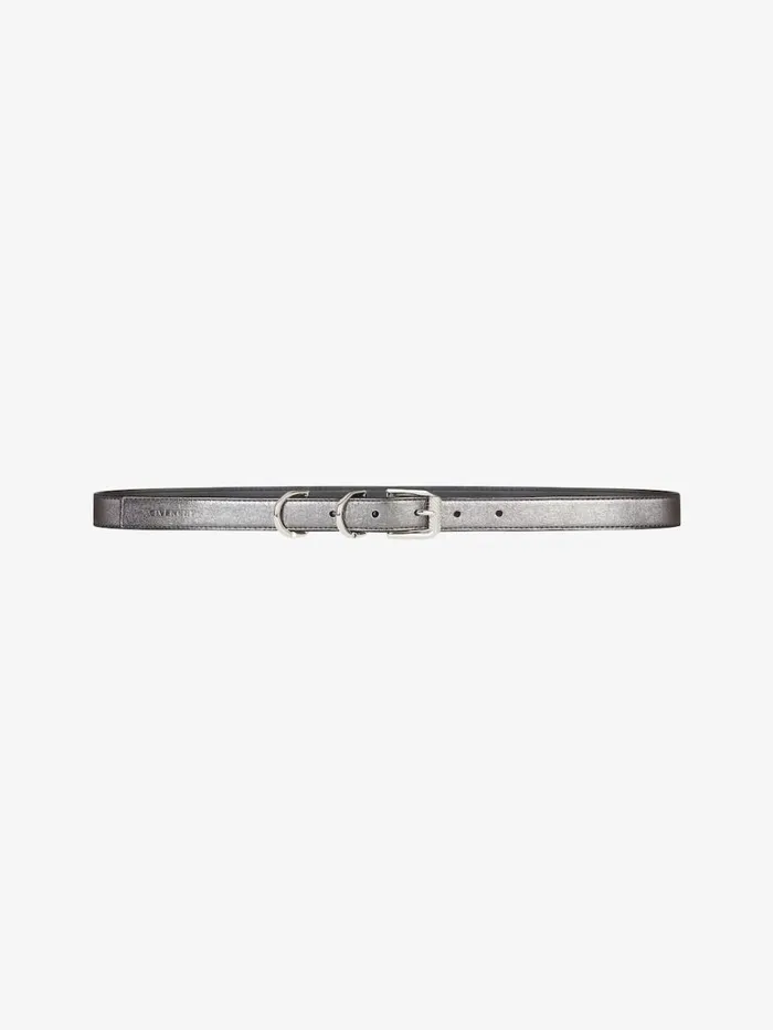 Givenchy Voyou Belt In Laminated Leather Silvery Grey Women Belts