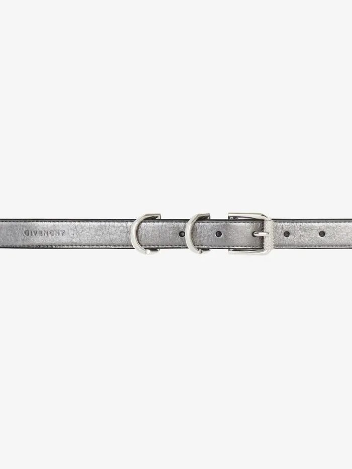 Givenchy Voyou Belt In Laminated Leather Silvery Grey Women Belts Givenchy Voyou Belt In Laminated Leather Silvery Grey Women Belts