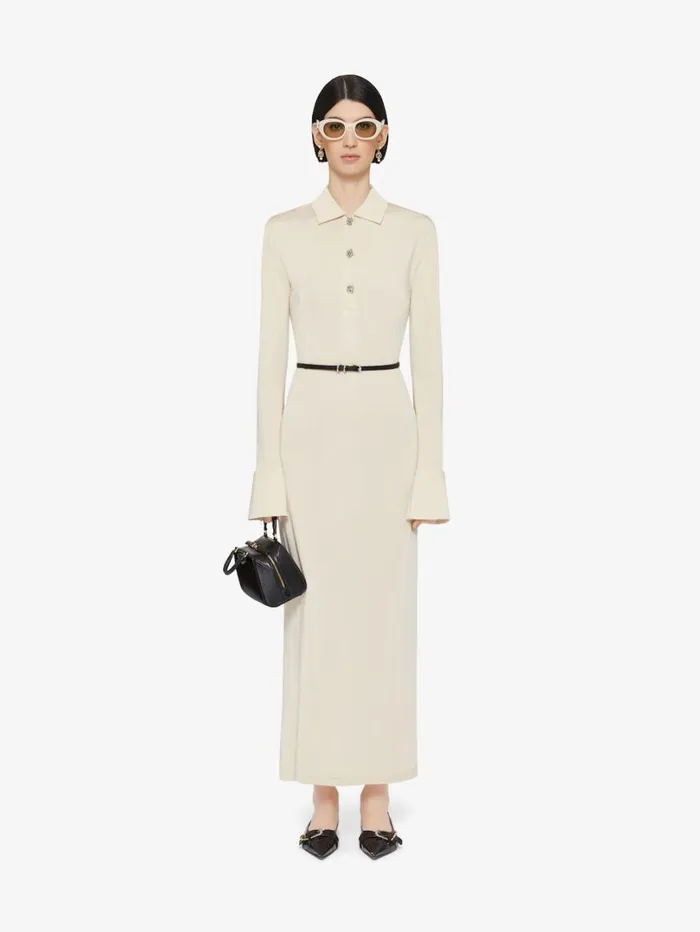 Givenchy Voyou Dress In Jersey With 4G Liquid Detail Ivory Women Dresses