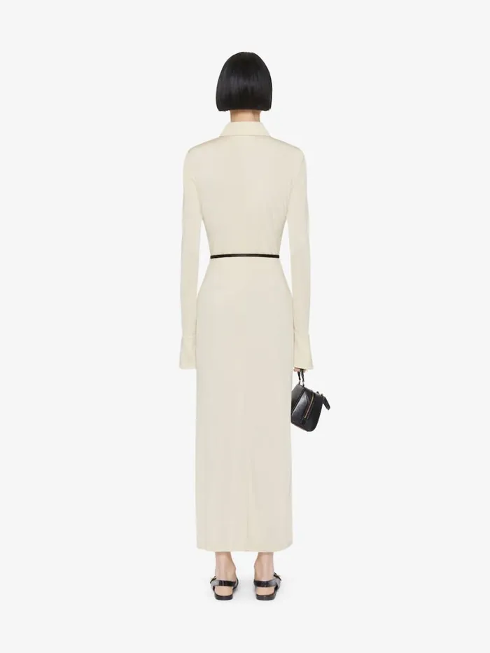 Givenchy Voyou Dress In Jersey With 4G Liquid Detail Ivory Women Dresses